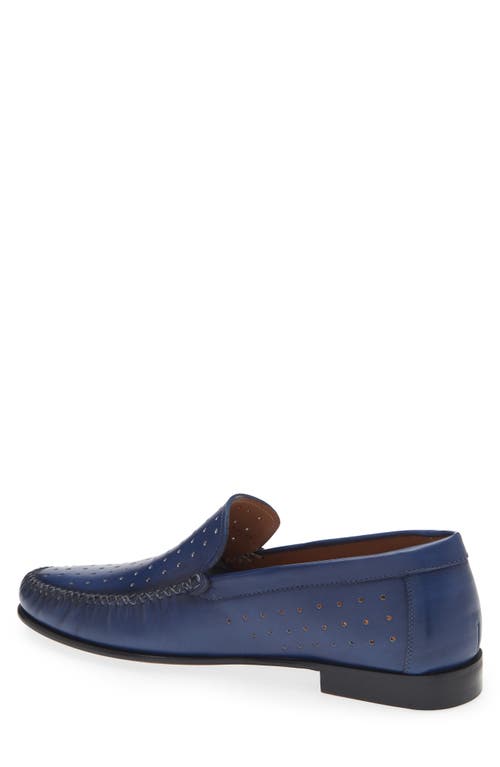 Mezlan Perforated Moc Toe Loafer In Blue