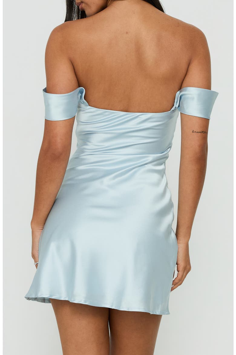 Zabbarra Off the Shoulder Satin Minidress, Alternate, color, BLUE
