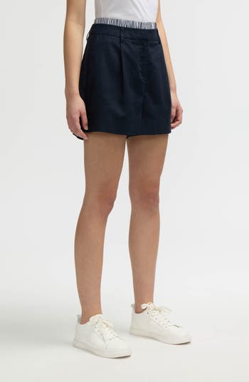 High Waist Twill Shorts