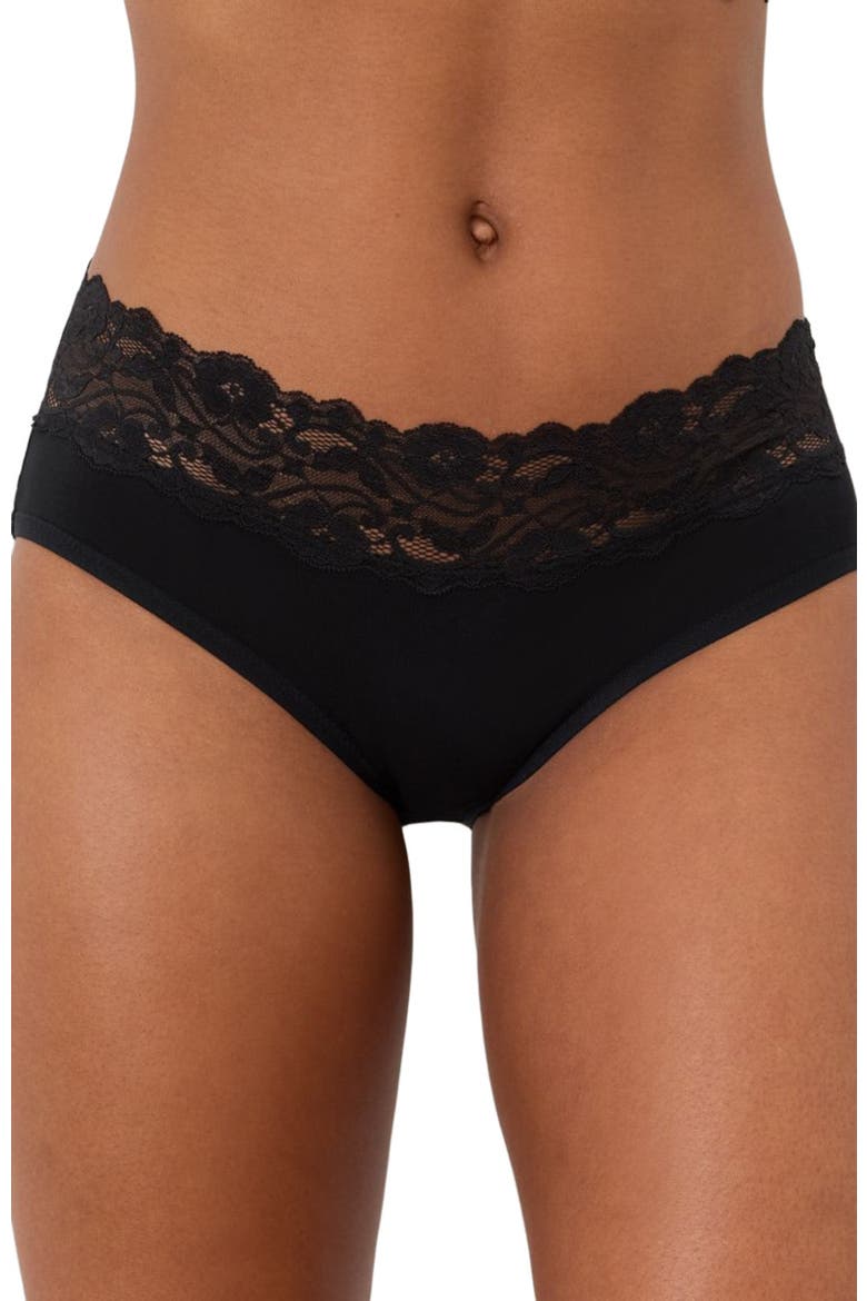 Lace Waist Brief 3-Pack Made With Organic Cotton, Alternate, color, Black