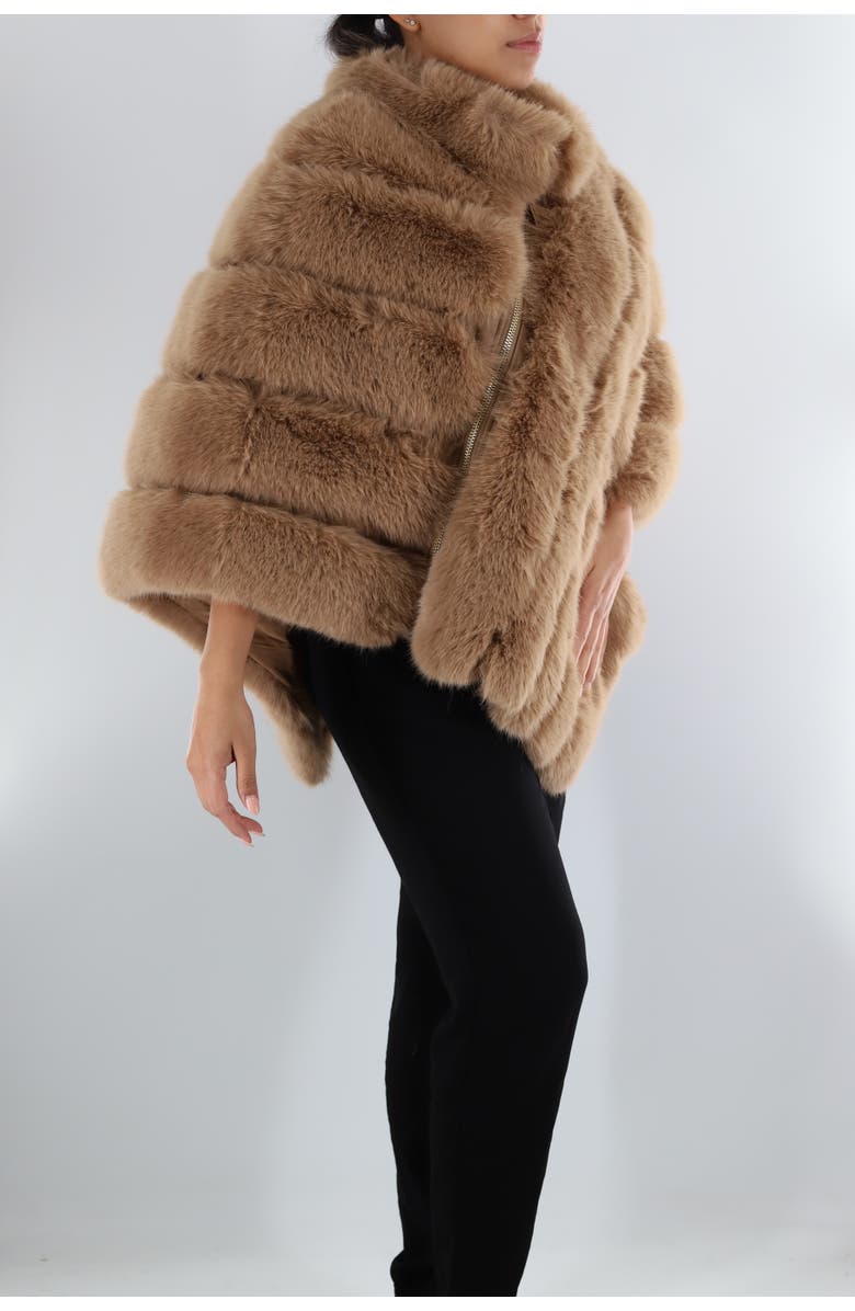 La Fiorentina Faux Fur Poncho, Alternate, color,