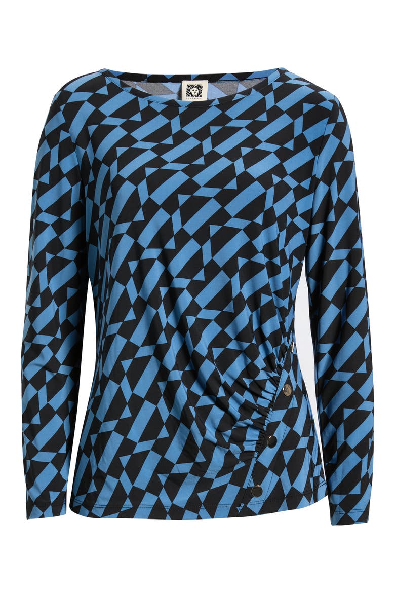 Ruched Rivet Long Sleeve Jersey Top, Alternate, color, ANNE BLACK/ DUTCH BLUE