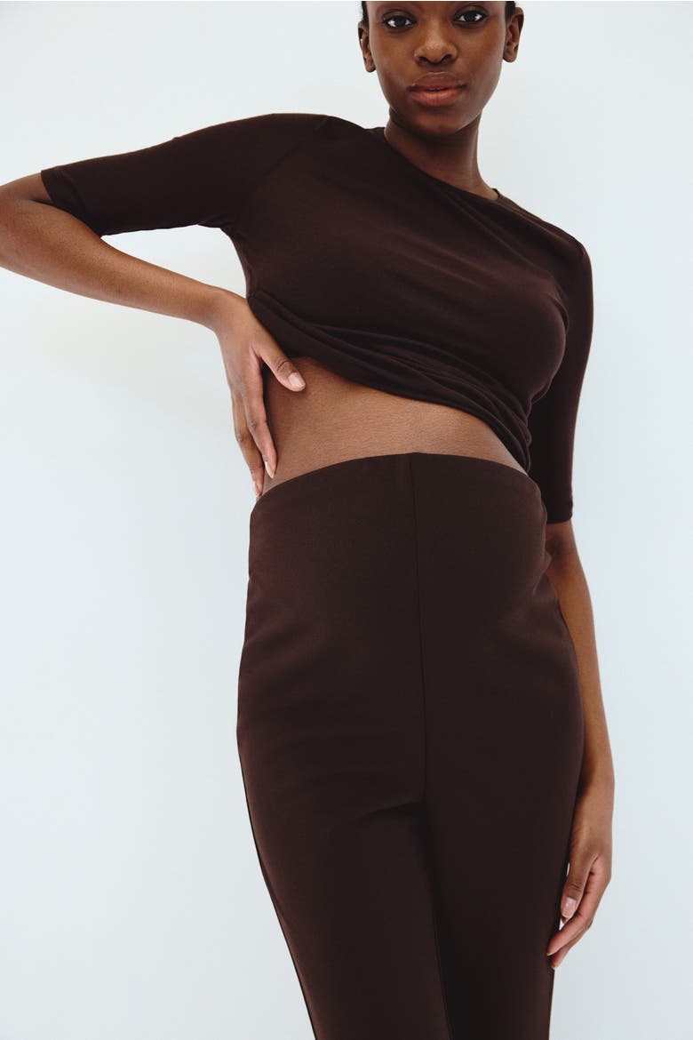 Mama Flared Ponte Leggings, Alternate, color, Dark brown