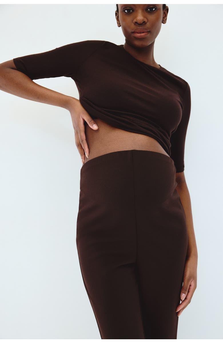 H&M Mama Flared Ponte Di Roma Leggings, Alternate, color, Dark Brown