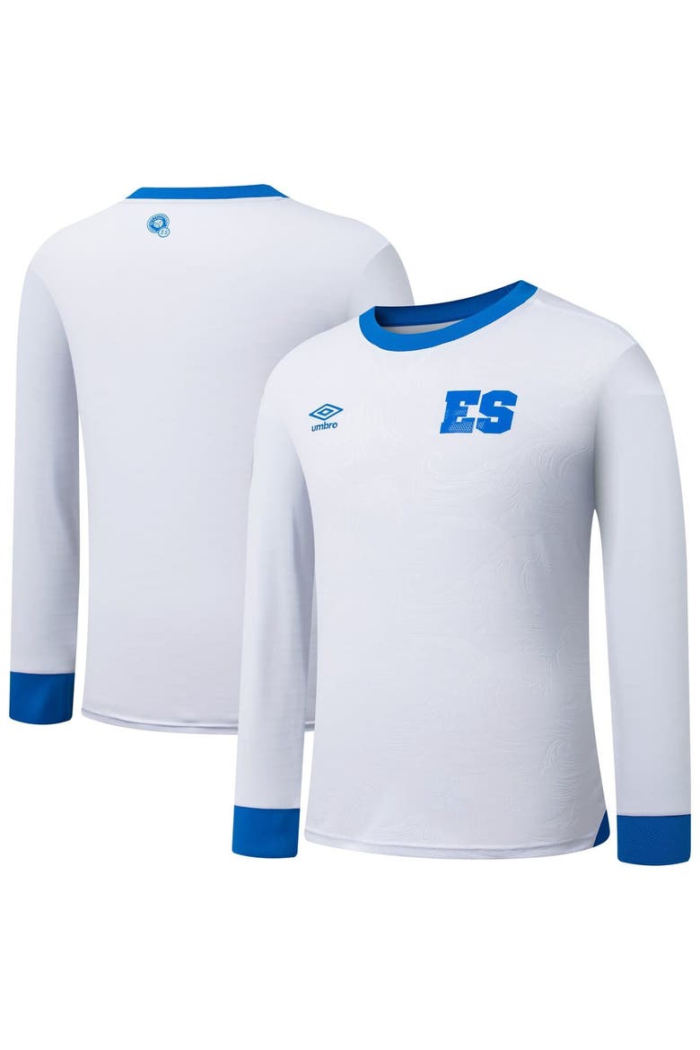 Men's Umbro  White El Salvador National Team 2025 Away Replica Long Sleeve Jersey, Alternate, color, White