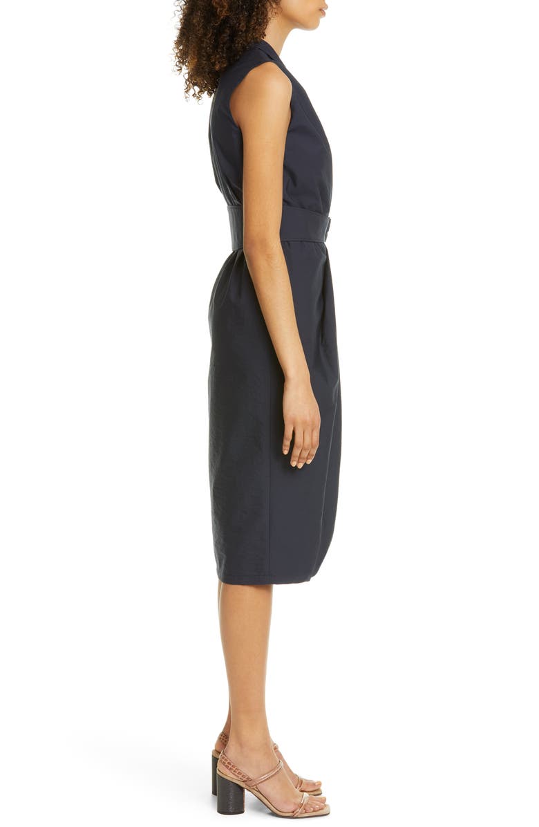 Brunello Cucinelli Pleated Crinkle Cotton Blend Wrap Dress, Alternate, color,