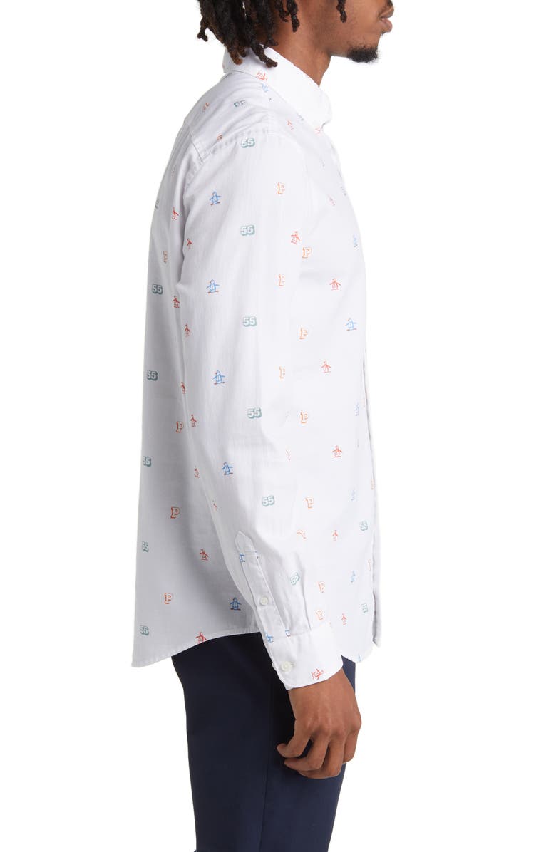 Original Penguin Mini Collegiate Print Slim Fit Oxford Button-Up Shirt, Alternate, color, 
