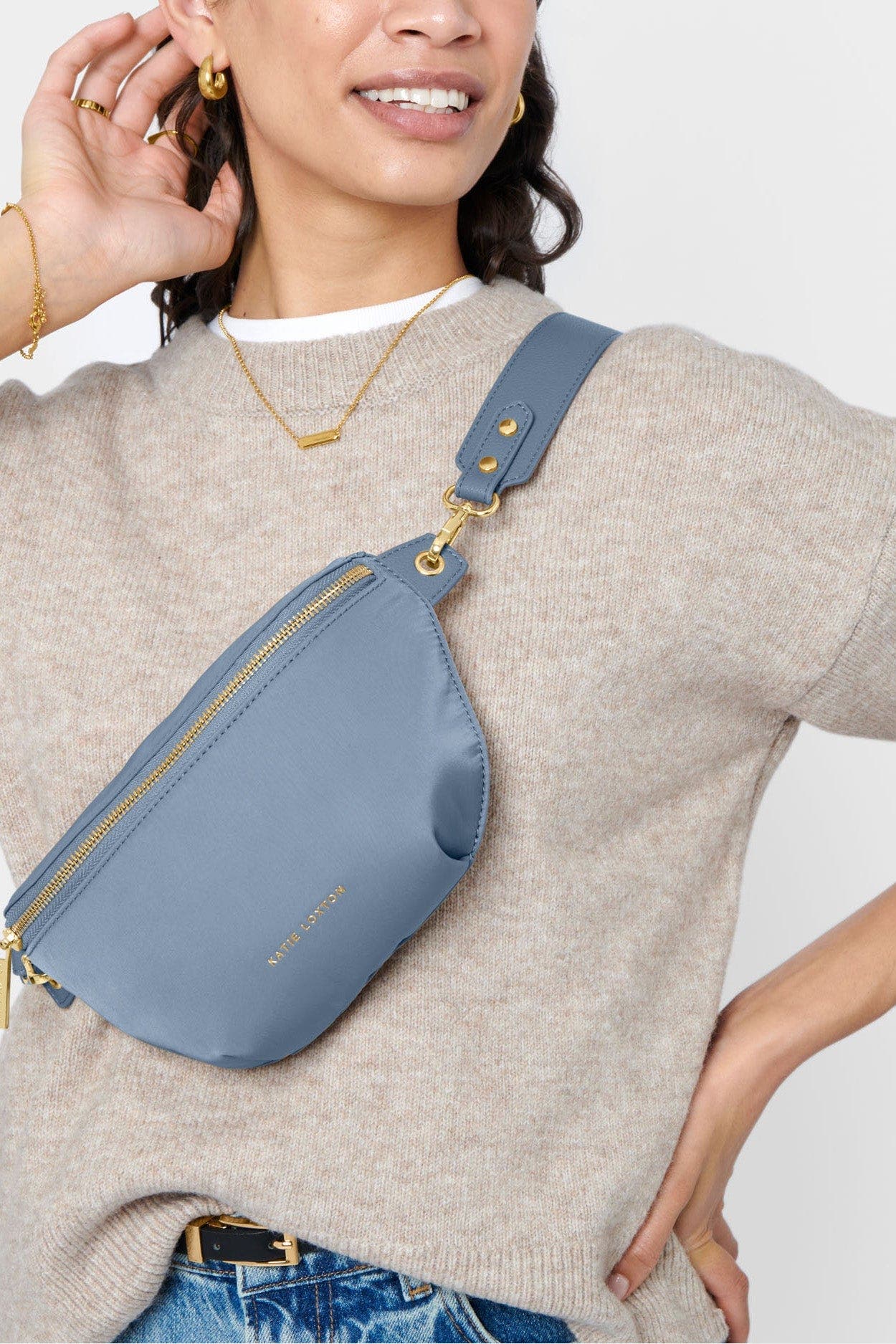 Katie Loxton Nylon-Luxe Belt Bag, Alternate, color, Blue Skye