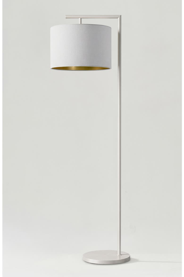 Montage Modern 60" LED Smart Home Compatible Floor Lamp with Cream Pleated Shade and Gold Interior, Bulb Included, Main, color, Cream with Gold Interior