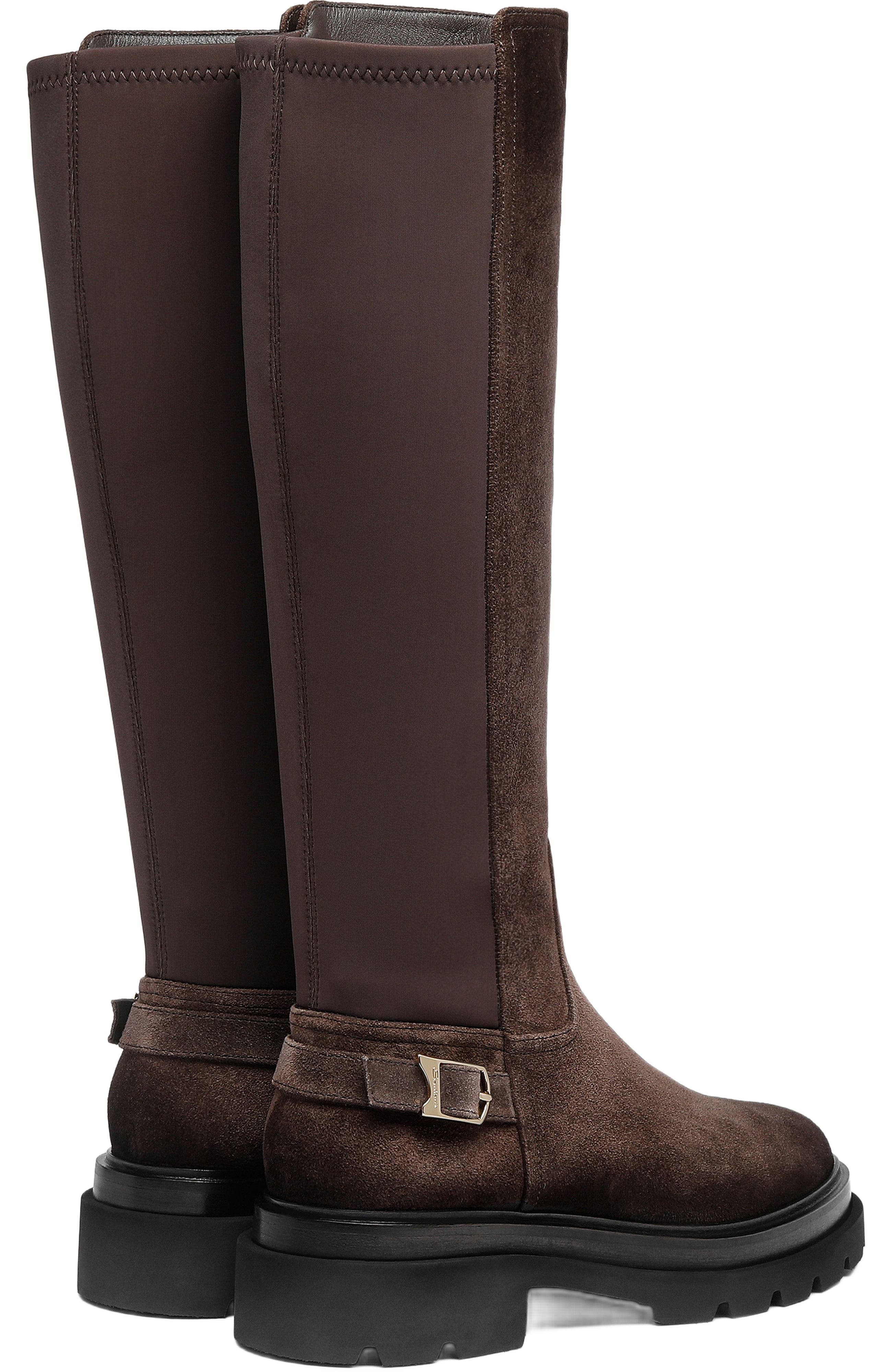 Santoni Women's suede boot, Alternate, color, Brown