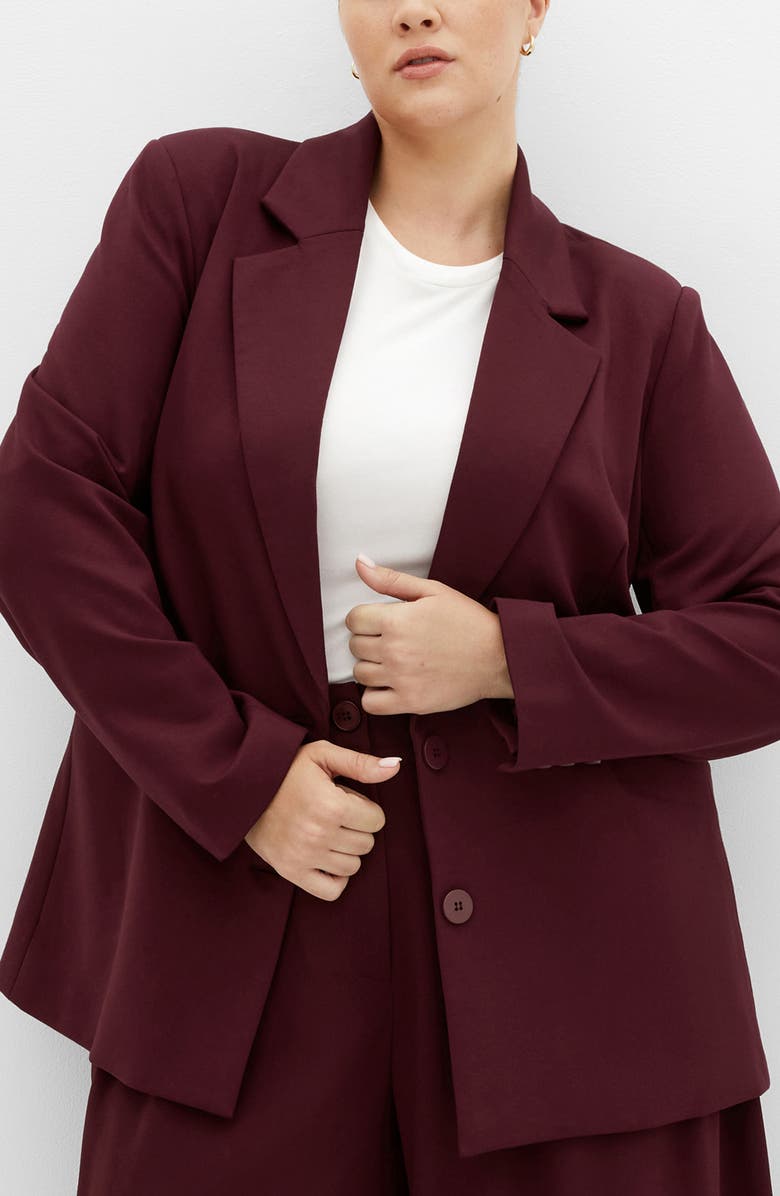 City Chic Galactic Ponte Blazer, Main, color, Dark Cherry