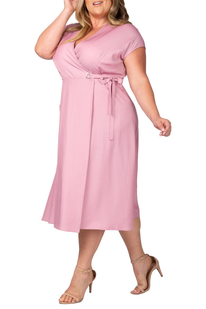 Midi Wrap Dress, Alternate, color, MAUVE