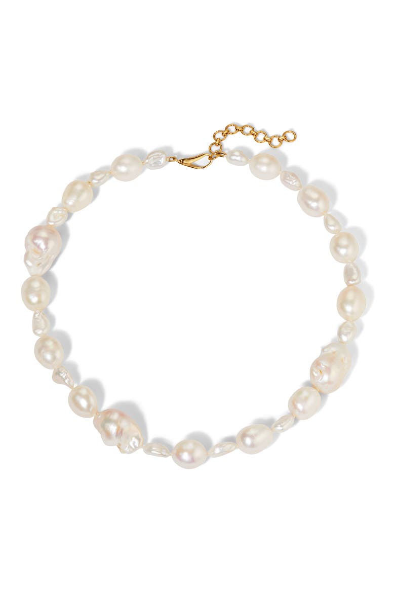 London Baroque Pearl Collar Necklace, Main, color, GOLD