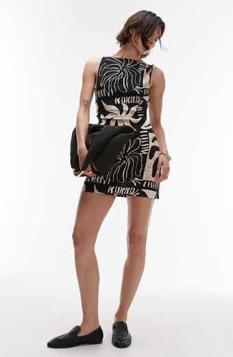 Topshop Printed Twist Shoulder Minidress