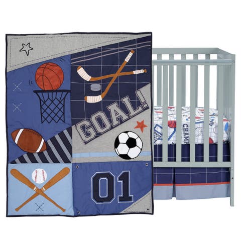 Baby Sports 3-Piece Football/Basketball Baby Crib Bedding Set