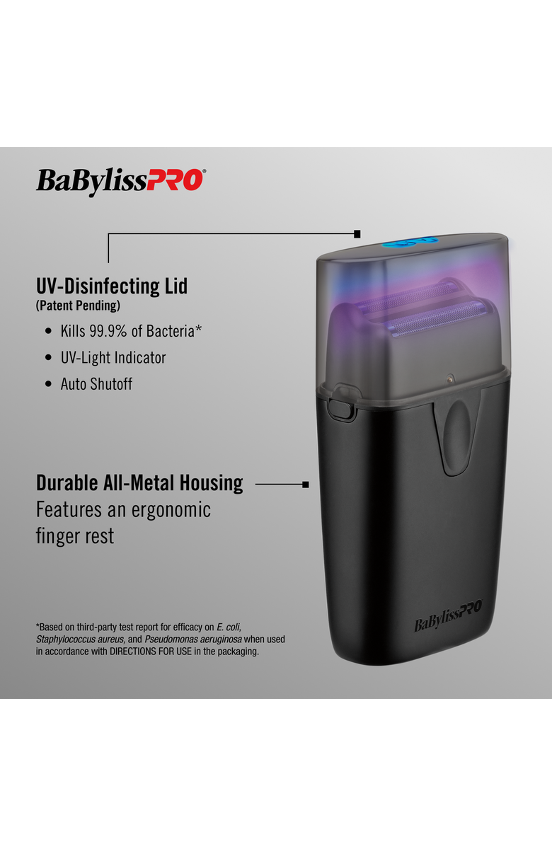 BaBylissPRO Matte Black UV-Disinfecting Double-Foil Shaver, Alternate, color, Black