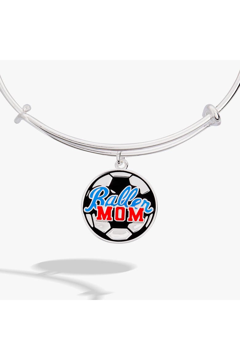 'Baller Mom' Soccer Charm Bangle, Alternate, color, Silver