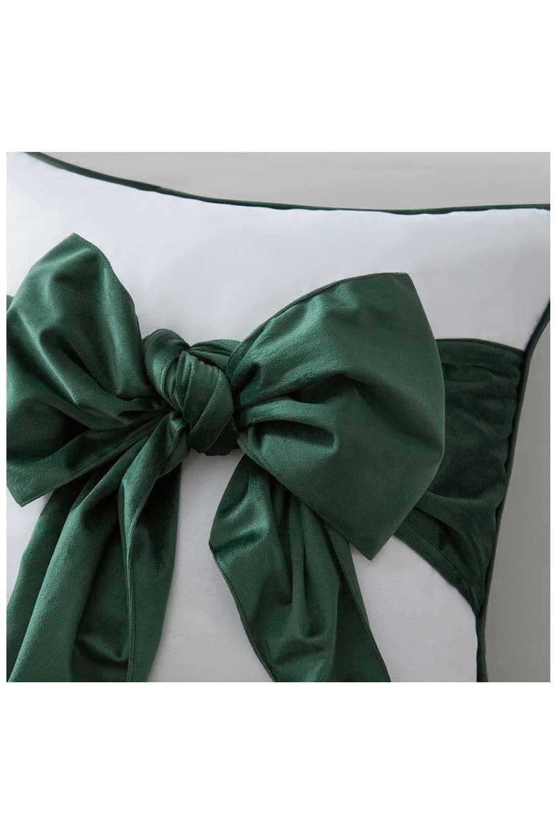 Bedford Bow Accent Pillow, Alternate, color, WHITE/ GREEN