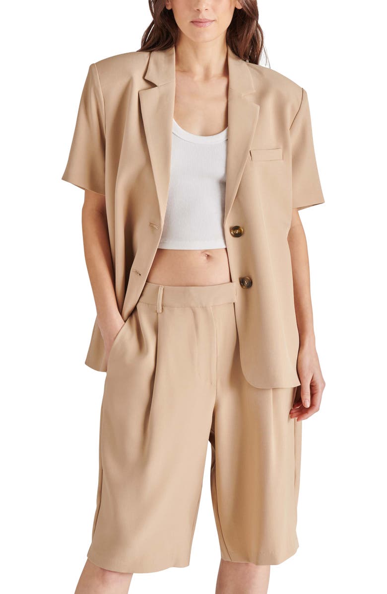 Steve Madden Tiara Short Sleeve Blazer, Alternate, color, Khaki