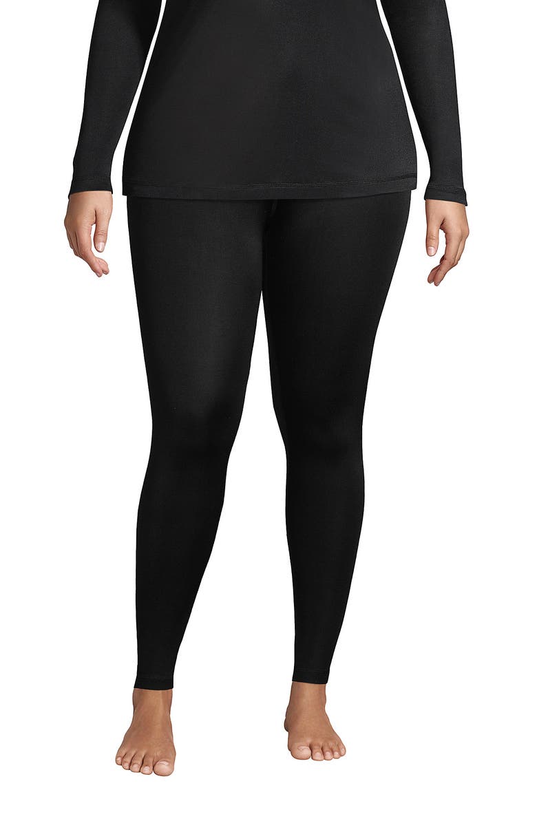 Lands' End Silk Interlock Long Underwear Leggings Pants, Main, color, Black
