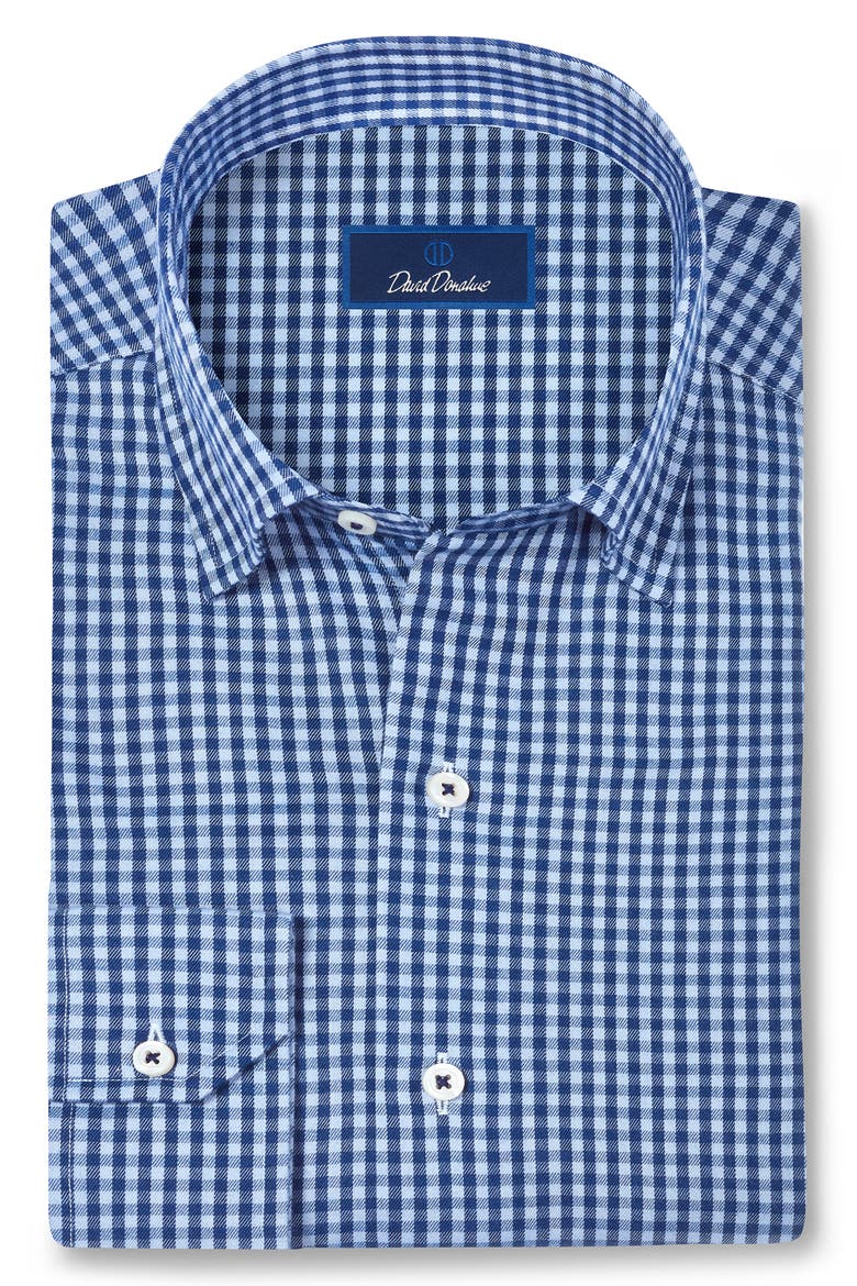 Gingham Performance Sport Shirt, Main, color, SKY/ NAVY