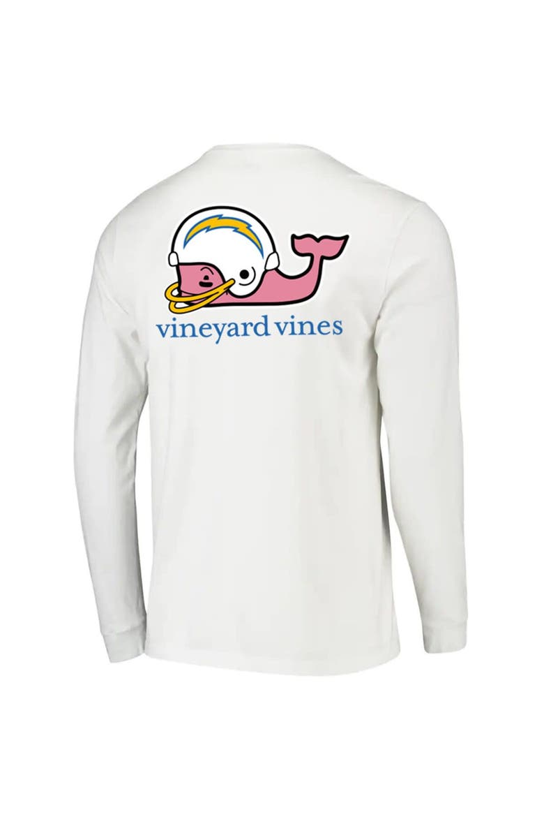 Men's Vineyard Vines White Los Angeles Chargers Whale Helmet Team Long Sleeve T-Shirt, Alternate, color, White