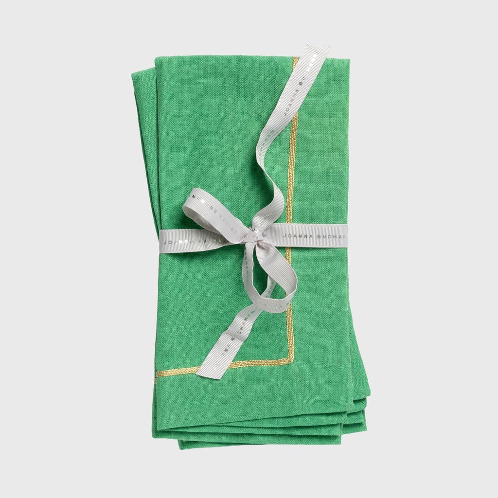 Joanna Buchanan Gold Trim Linen Dinner Napkins