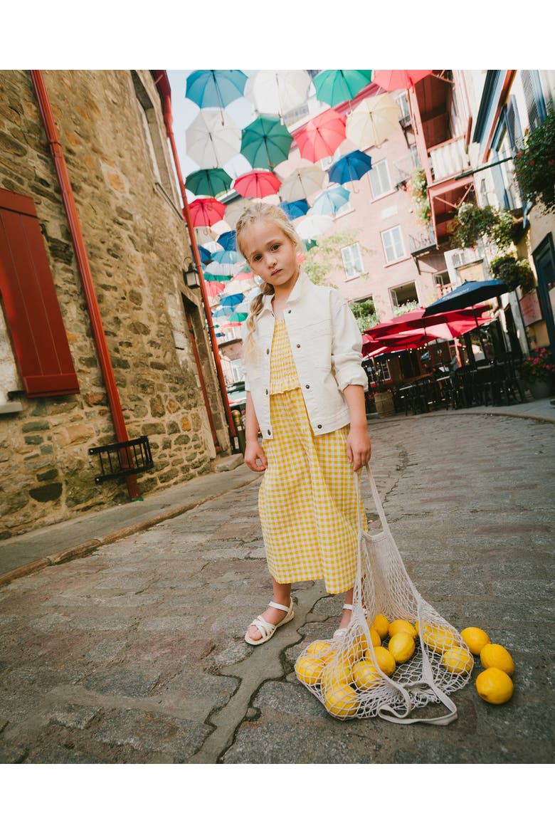 Capri Smocking Gingham Sleeveless Jumpsuit, Alternate, color, Yellow Gingham