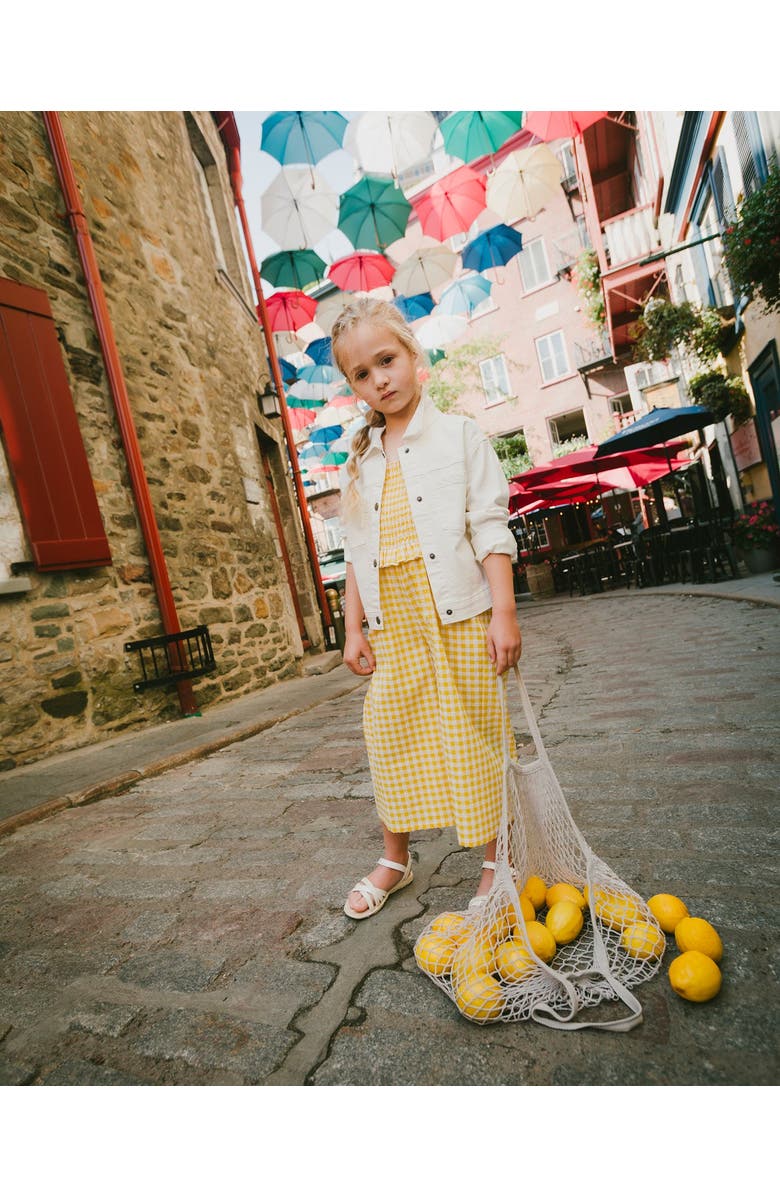 Deux par Deux Capri Smocking Gingham Sleeveless Jumpsuit, Alternate, color, Yellow Gingham