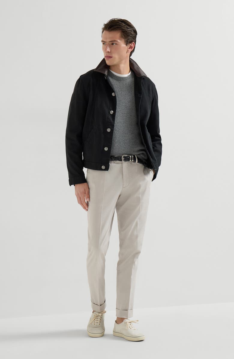 Brunello Cucinelli Cashmere English rib sweater, Alternate, color, Dark Grey