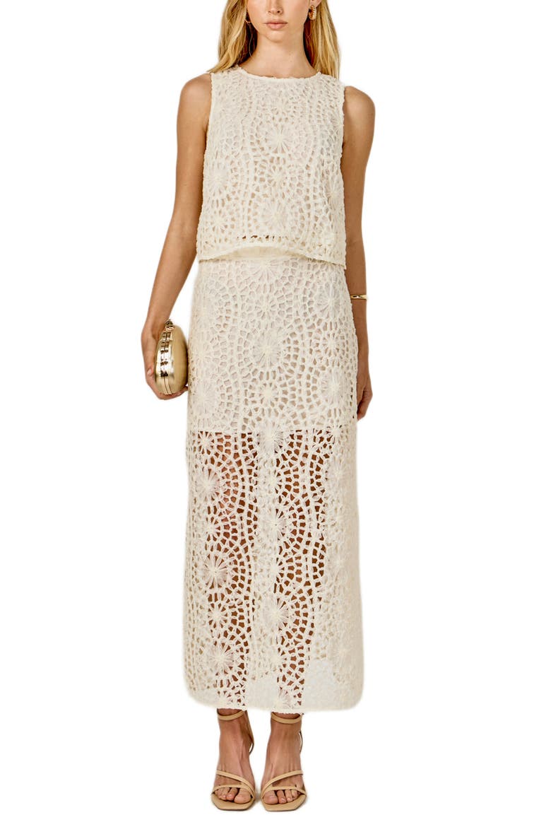 Textured Open Stitch Midi Skirt, Alternate, color, CREAM