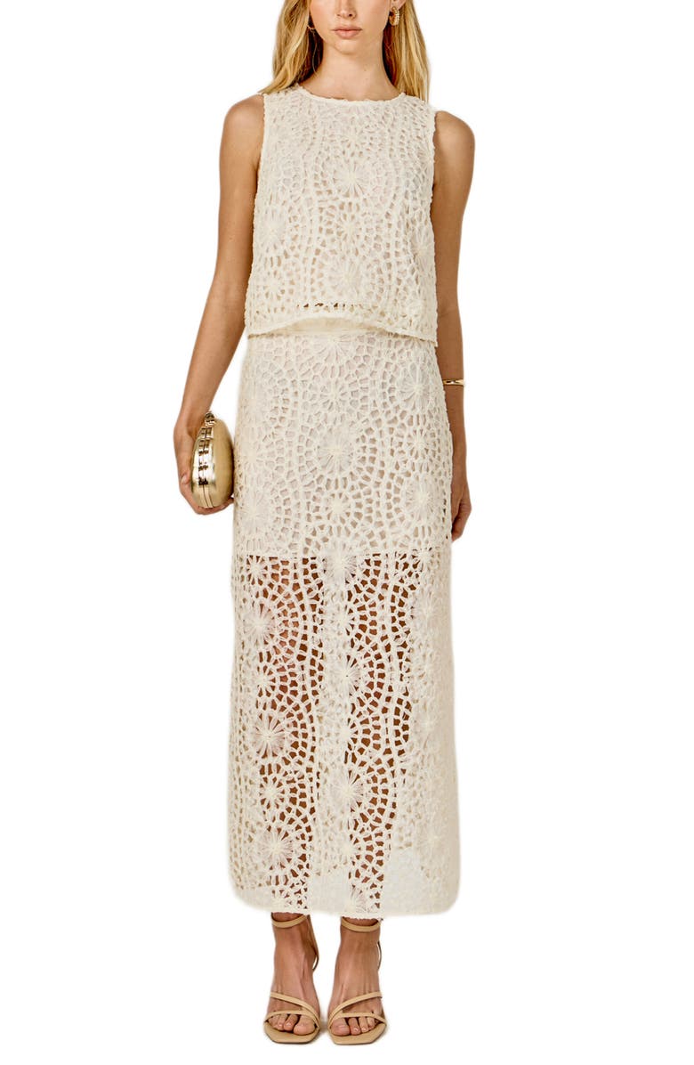 Endless Rose Textured Open Stitch Midi Skirt, Alternate, color, Cream