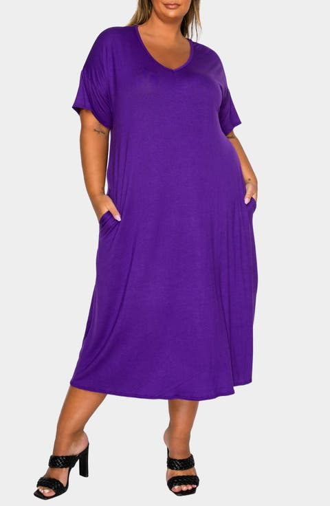Olivia Short Sleeve Midi Dress (Plus)