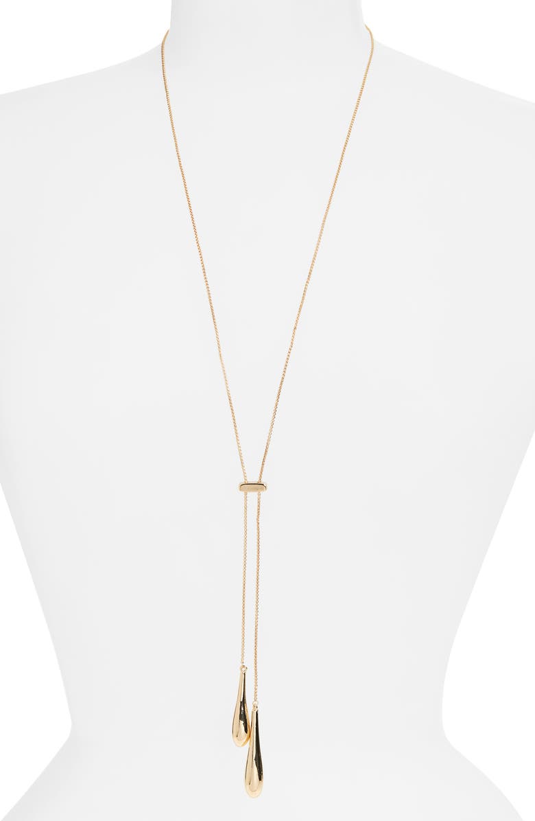 NORDSTROM RACK Molten Lariat Necklace, Alternate, color, Gold