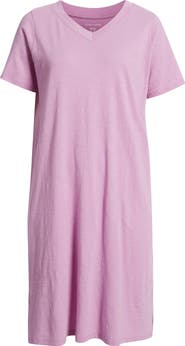 Eileen Fisher V-Neck Organic Cotton T-Shirt Dress