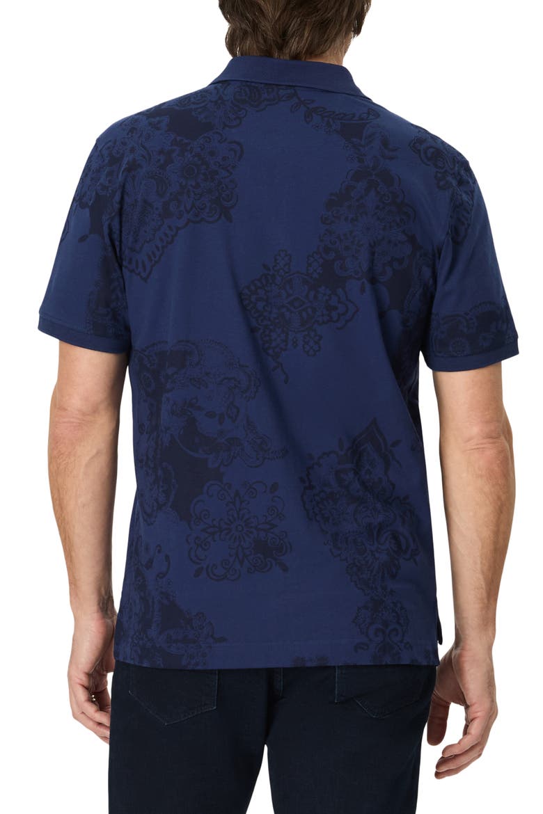 Linford Paisley Cotton Polo, Alternate, color, NAVY