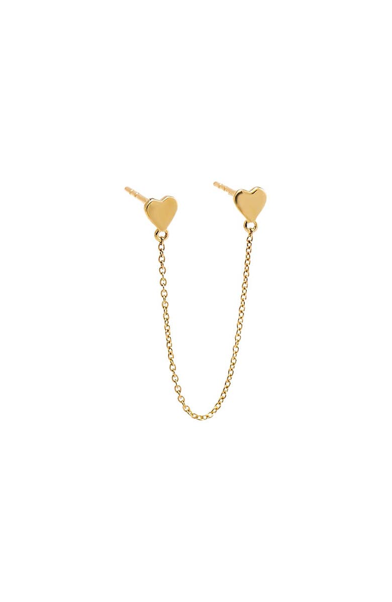 BY ADINA EDEN Solid Double Heart Chain Stud Earring 14K, Main, color, 14K Gold