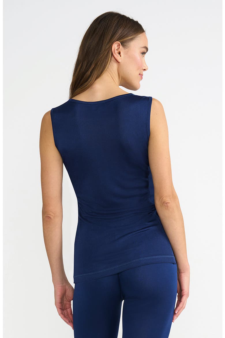 Petite Silk Interlock Thermal Long Underwear Base Layer Tank Top, Alternate, color, Deep Sea Navy