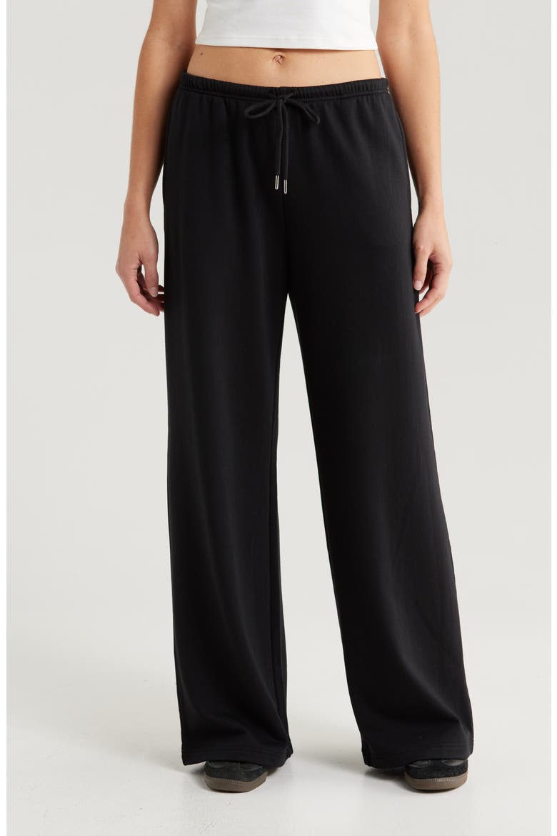Loved Fleece Wide Leg Sweatpants, Main, color, BLACK