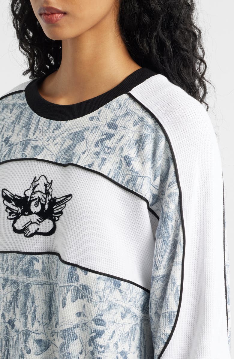 BOYS LIE Snowed In Camo Thermal Sweatshirt, Alternate, color, Black And White