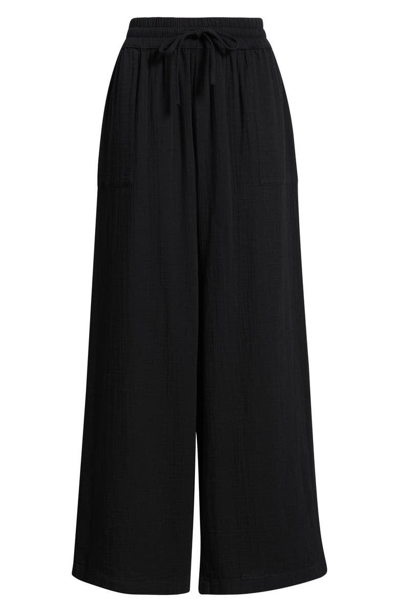 Caslon<sup>®</sup> Wide Leg Gauze Pants, Alternate, color, Black