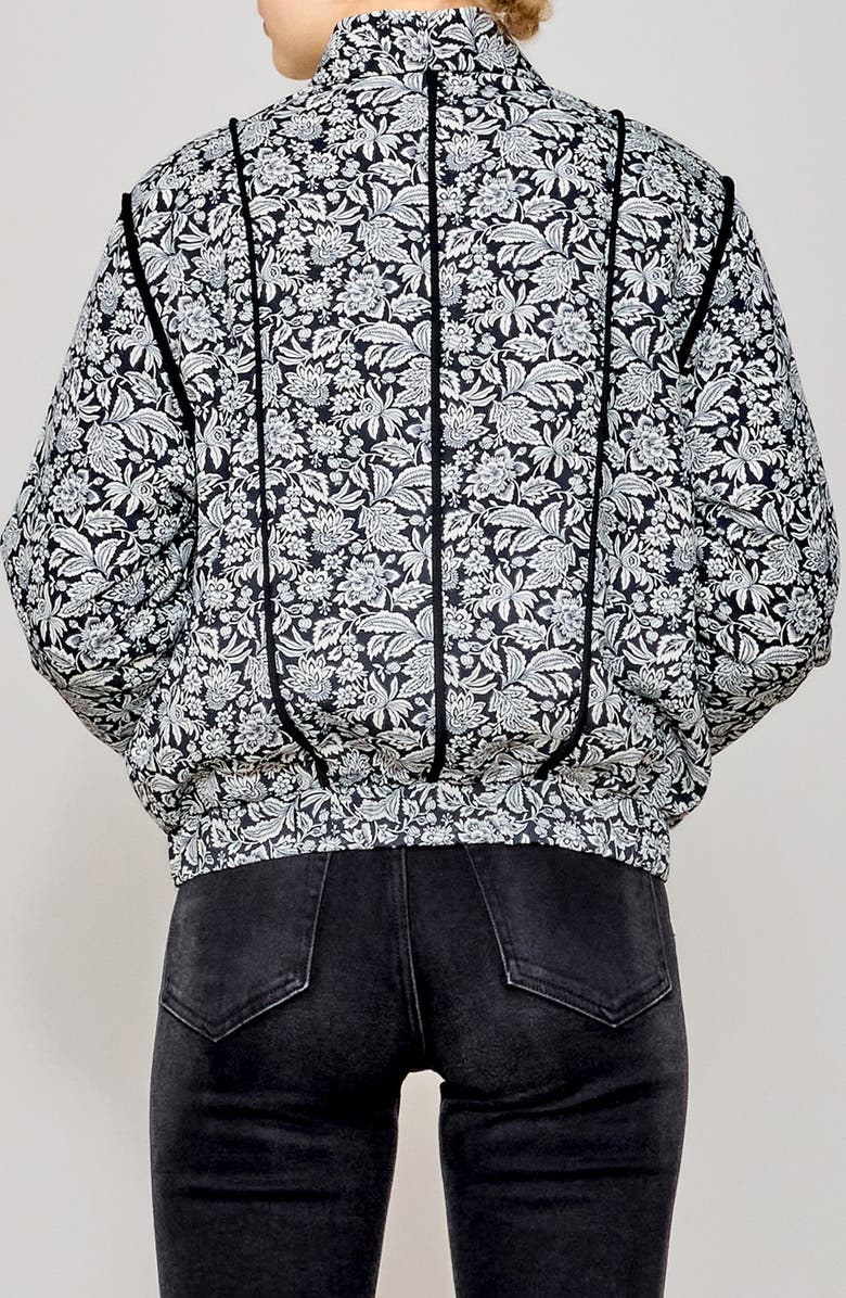 MELLODAY Floral Quilted Bomber Jacket, Alternate, color, Black/ White Floral