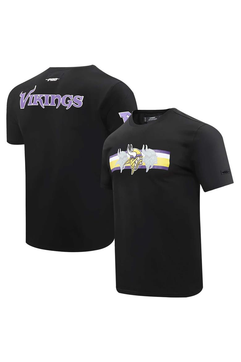 Men's Pro Standard Black Minnesota Vikings Retro Striper T-Shirt, Main, color, Black