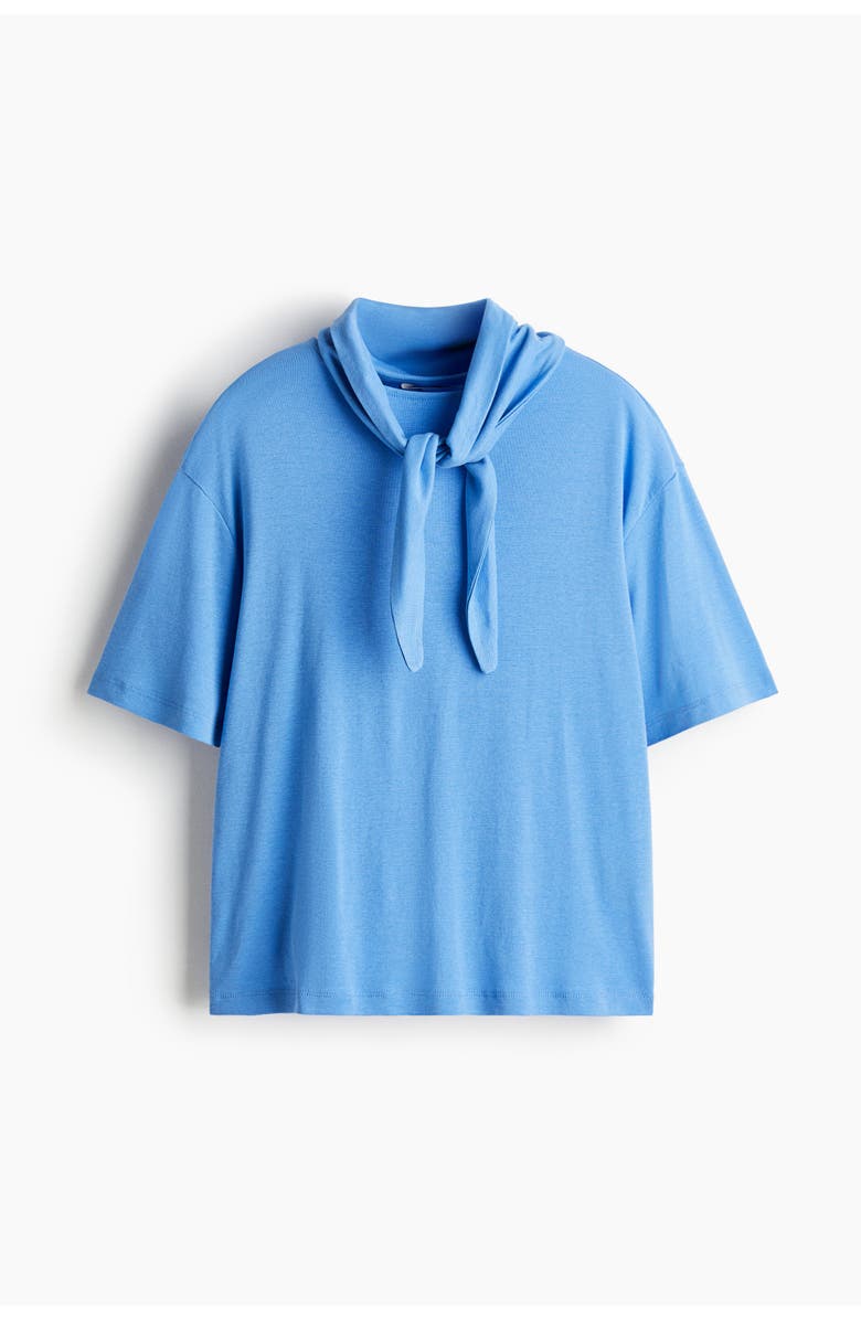 H&M Scarf-collar Top, Main, color, Blue