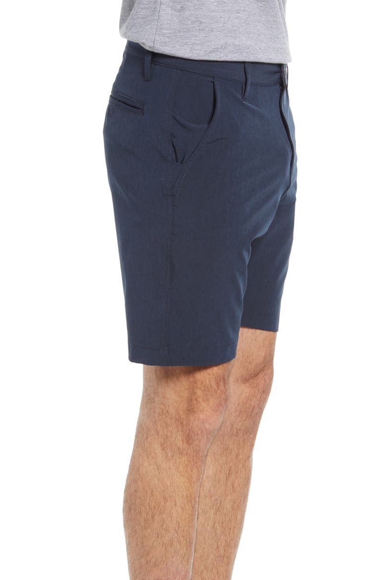 Micro Graph Hybrid Flat Front Shorts, Alternate, color, NAVY