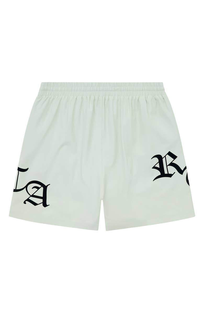 RtA Mark Stretch Nylon Swim Trunks, Alternate, color, Light Teal Old English Rta