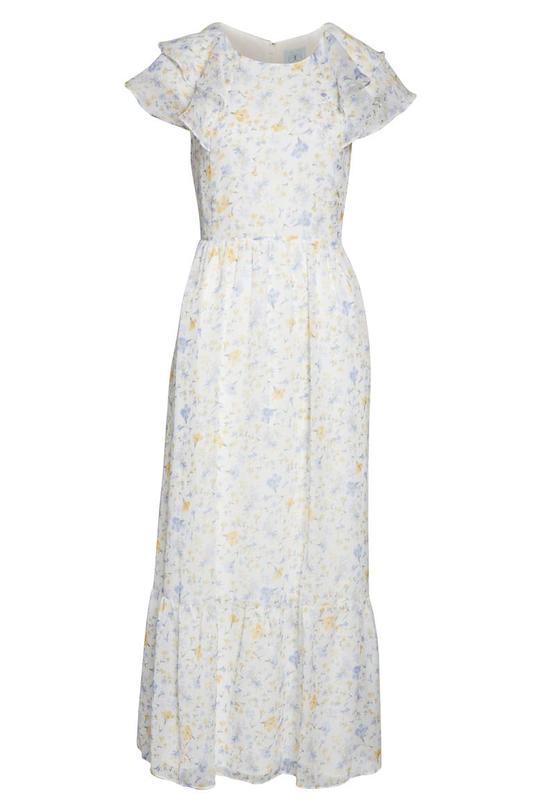 Provence Floral Ruffle Hem Maxi Dress, Alternate, color, SOFT ECRU