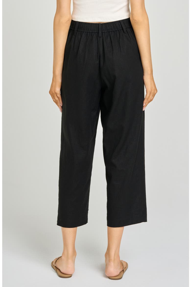 Stevie Linen Blend Crop Pants, Alternate, color, BLACK