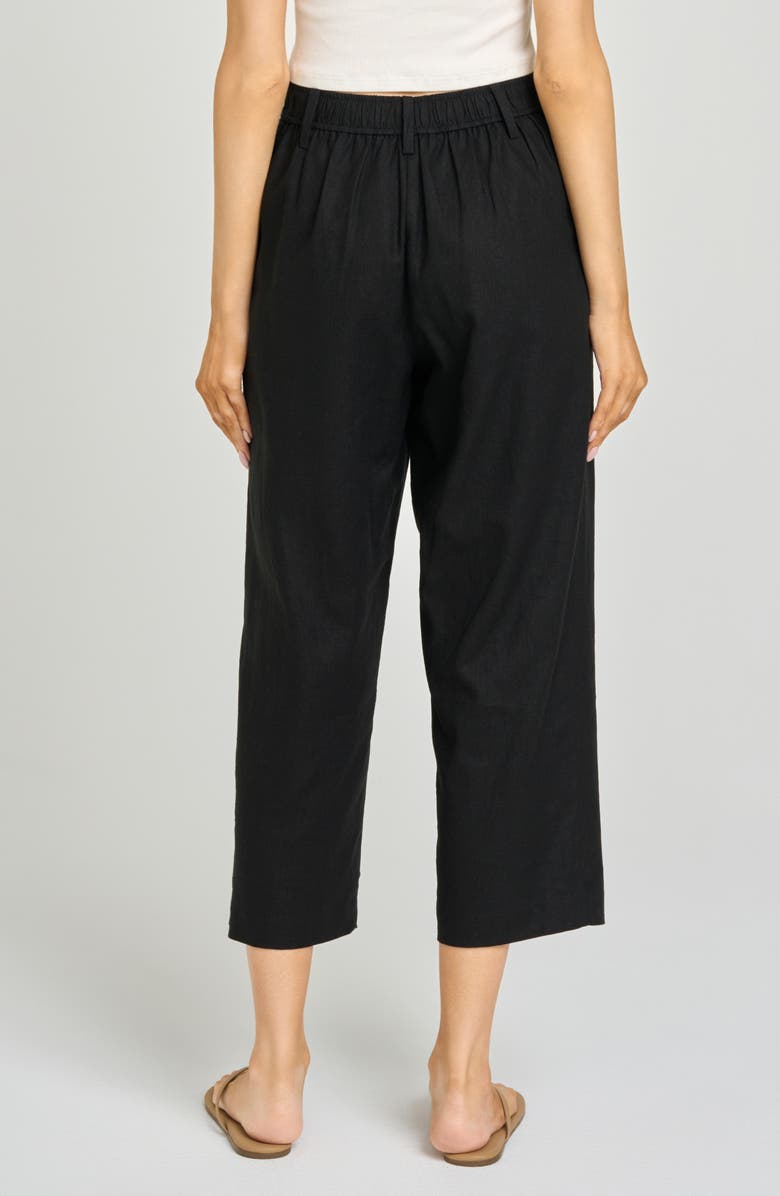 WAYF Stevie Linen Blend Crop Pants, Alternate, color, Black