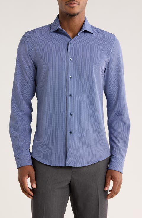 Stripe Stretch Button-Up Shirt